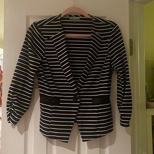 Cotton black and white striped blazer